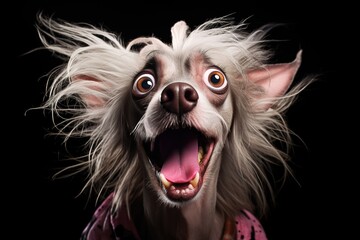 Chinese crested with a surprised face.