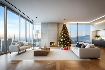 modern living room with fireplace