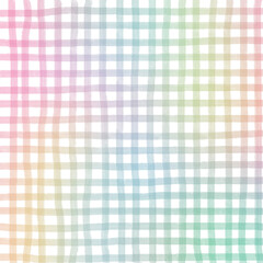 Rainbow Hand Drawn Gingham Check Overlay