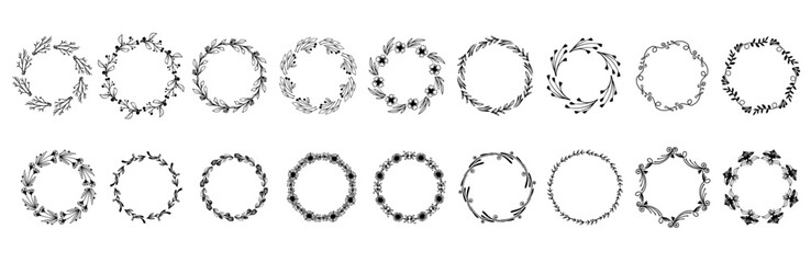 Set of various floral frames.Vector graphics.	