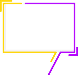 Obraz premium Yellow and purple speech bubble balloon icon sticker memo keyword planner text box banner, flat png transparent element design