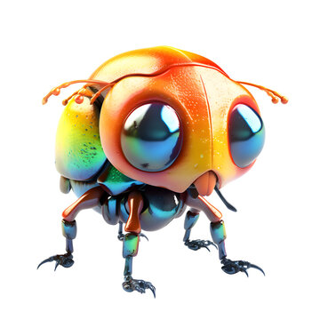 Cartoon beetle on a white background. 3D illustration with clipping path