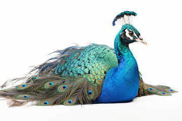 Obraz premium Peacock bird on white background