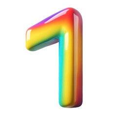 The number 1 in rainbow colors