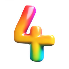 The number 4 in rainbow colors
