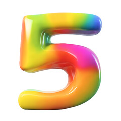 The number 5 in rainbow colors