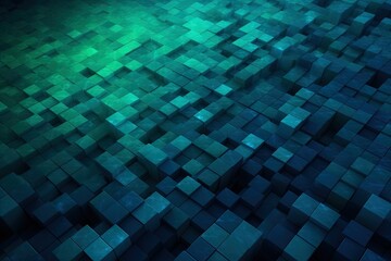 Blue green background texture cubes. Generative AI