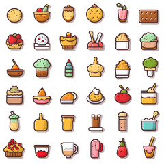 Set of vector icons with different types of ice cream on a white background