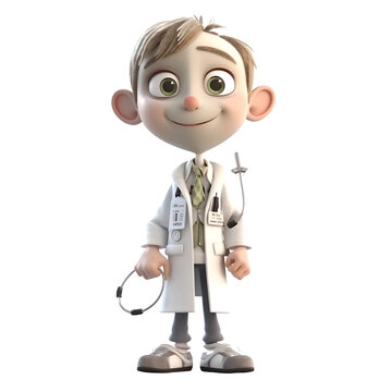 Cartoon character of a doctor with stethoscope on his neck