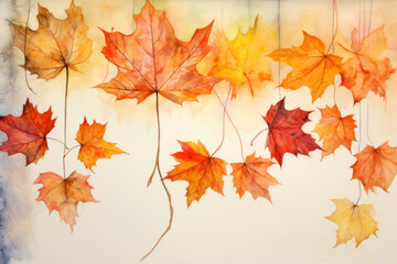 autumn leaves watercolor background