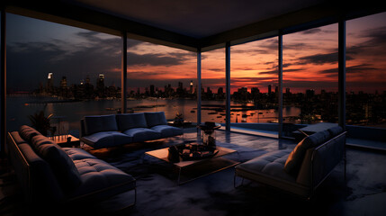 Fototapeta premium Penthouse Apartment Rooftop City View