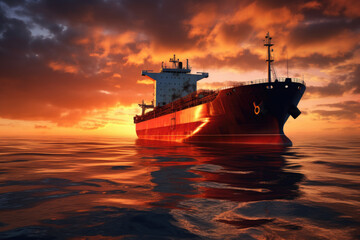 Fototapeta premium Big cargo tanker with grain, transporting to Europe, Generative AI
