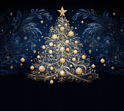 Colorful and payful Christmas Tree Cwith delicate details, and shimmering accents