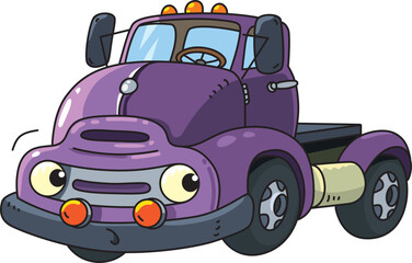 Funny small old coe truck with eyes. Coloring book