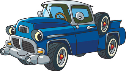 Funny old truck with eyes. Vector illustration