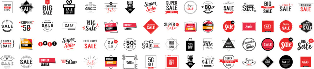 Sale tags collection. Special offer, best price, big sale, discount. Mega sale banner set - obrazy, fototapety, plakaty