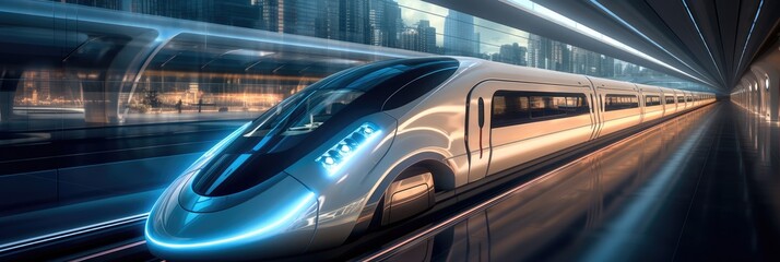 Futuristic bullet train or hyperloop ultrasonic train capsule, Futuristic Concept.