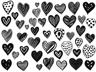 Foto op Canvas black doodle heart drawings Ai generative © lemya