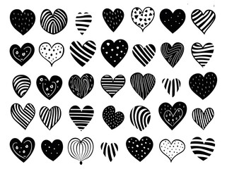 black doodle heart drawings Ai generative