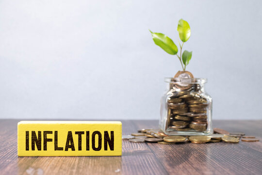 inflation text isolated on white background - concept on the theme of inflation.