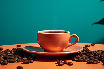 Obraz premium International coffee day. 1 October. is an occasion that is used to promote and celebrate coffee as a beverage, with events now occurring in places around the world. cup of coffee, energy, arabica.