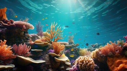 Naklejka na ściany i meble Stunning view of coral reef. AI generated.