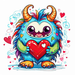 Obraz premium An adorable colourful monster with googly eyes