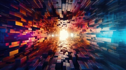 Obraz premium Glitchy virtual reality cyberspace background. AI generated.