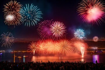 fireworks over the river Generated Ai