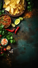 Mexican Food themed background in portrait mode with copy space - stock picture backdrop - 638641318