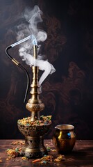 Obraz na płótnie Canvas Hookah themed background in portrait mode with copy space - stock picture backdrop