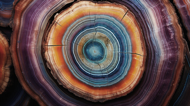 Tree rings cross section of polished petrified wood, background design