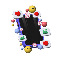 3d render of a mobile phone and apps