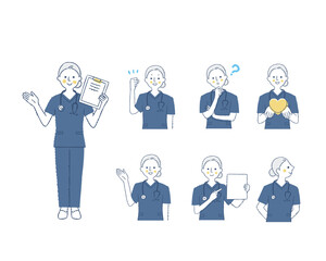 女性医療従事者の表情　バリエーションセット