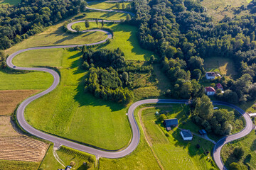 Winding road seen from above