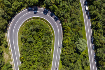 Winding road seen from above