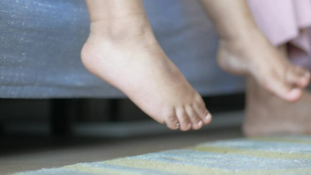 5 year old child girl feet close up