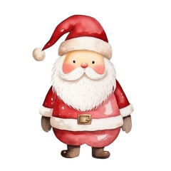 Obraz premium Santa claus watercolour illustration. clipart for design. Christmas elements. isolated on transparent background. Generative ai