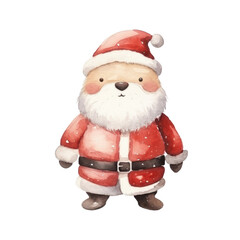 Fototapeta premium Santa claus watercolour illustration. clipart for design. Christmas elements. isolated on transparent background. Generative ai