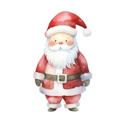 Santa claus watercolour illustration. clipart for design. Christmas elements. isolated on transparent background. Generative ai