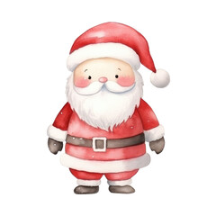 Obraz premium Santa claus watercolour illustration. clipart for design. Christmas elements. isolated on transparent background. Generative ai