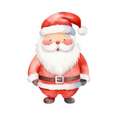 Santa claus watercolour illustration. clipart for design. Christmas elements. isolated on transparent background. Generative ai