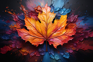 autumn leaves exploding from the center out to the edges. AI generative