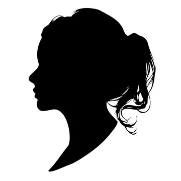 isolated young woman profile portrait silhouette