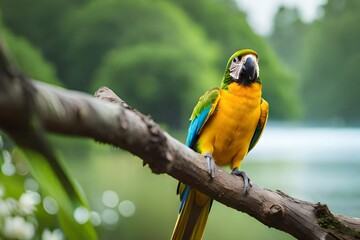 blue and yellow macaw generated by al technology	
