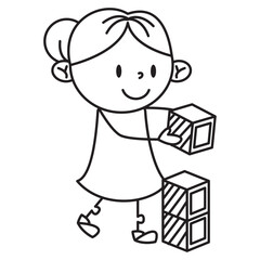 girl playing with cubes