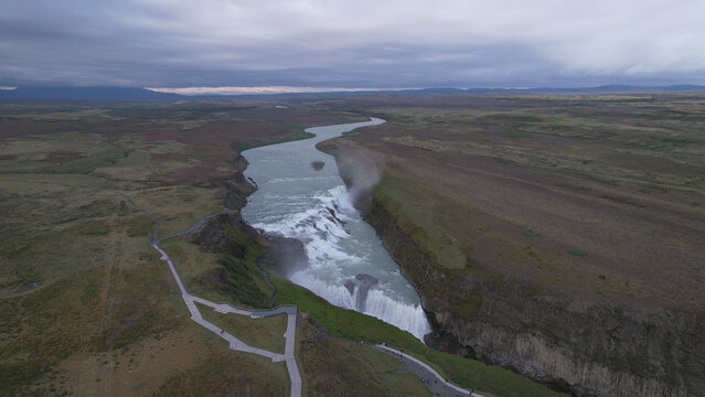 AERIAL VIEW - Gullfoss (