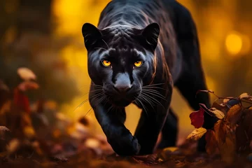  Photo of a majestic black panther wandering through a vibrant forest © Kodjovi