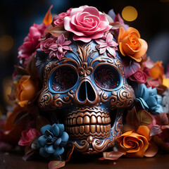 photograph of a mexican skull,day of the dead