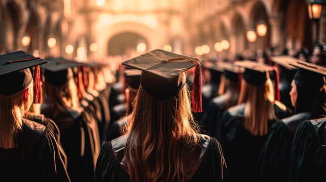 Students attend school graduation. Generative AI